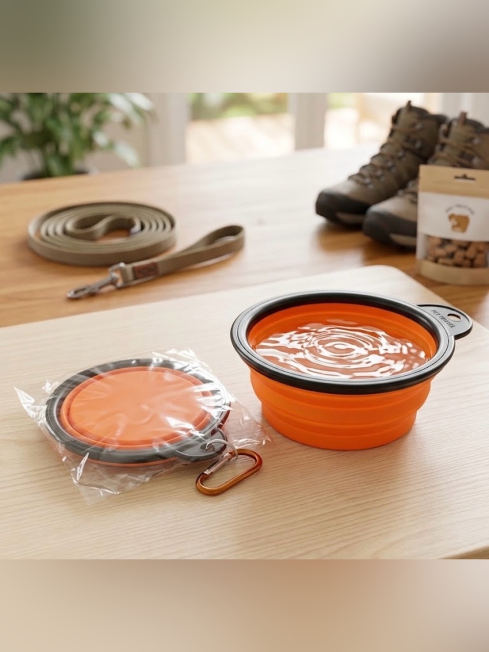 Unbranded Collapsible Travel Dog Water Bowl - Orange